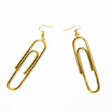 A distinctive paperclip shape earring handcrafted from brass.